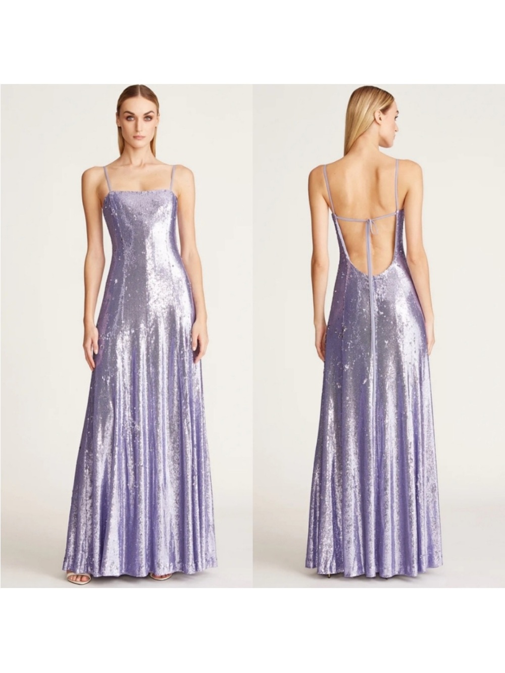 Halston Charlotte Allover Micro Sequins Long Evening Wisteria Gown NWT Size 10